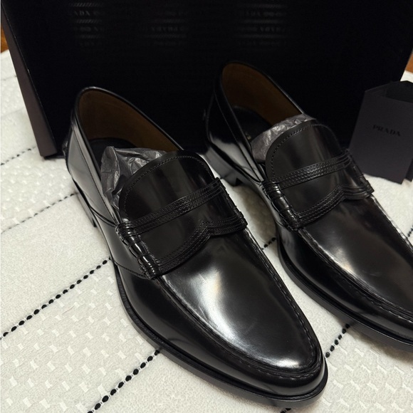 💯 AUTH PRADA CALZATURE UOMO SOAZZOLATO NERO EUROPEAN SIZE 6 BRAND NEW W/BOX - Picture 10 of 17